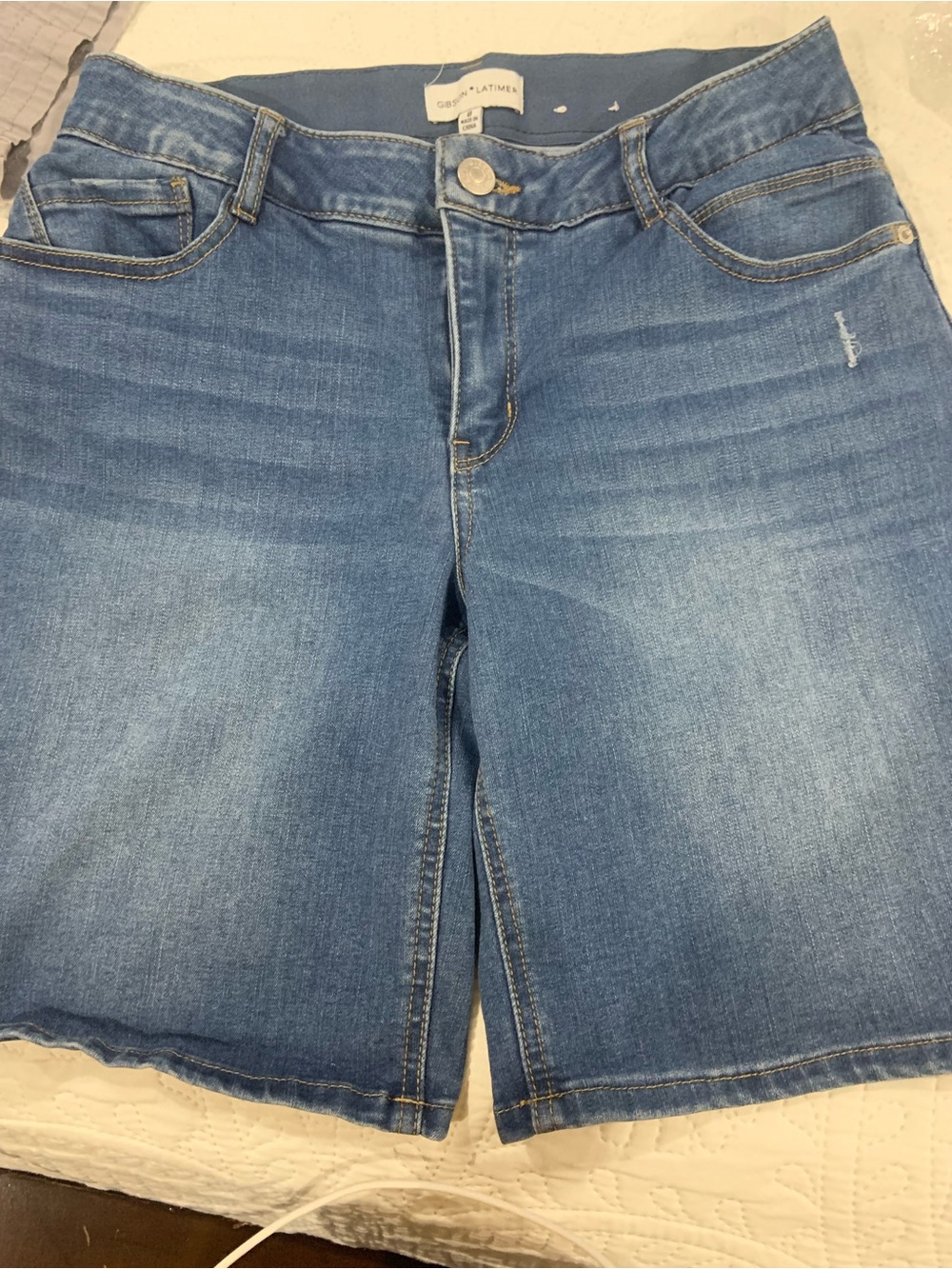 Gibson Latimer Light Blue Stretch Denim Bermuda Shorts